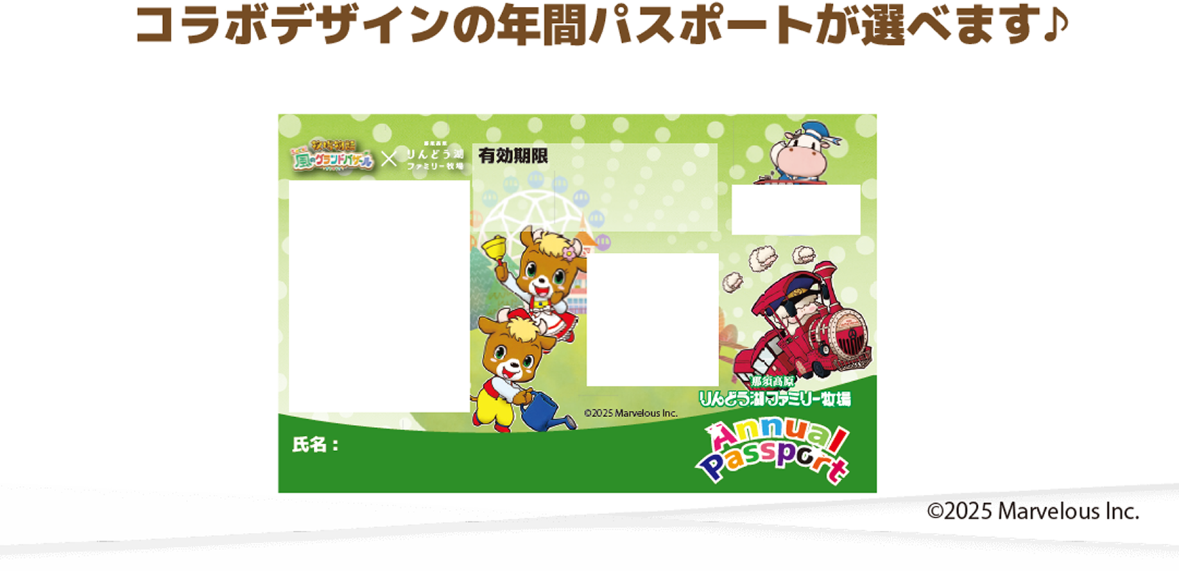 コラボデザインの年間パスポートが選べます♪